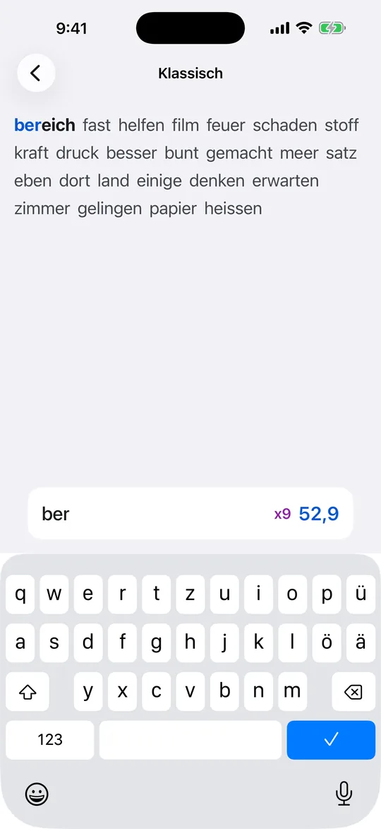 Eine laufende Partie mit dem Combo-Zähler